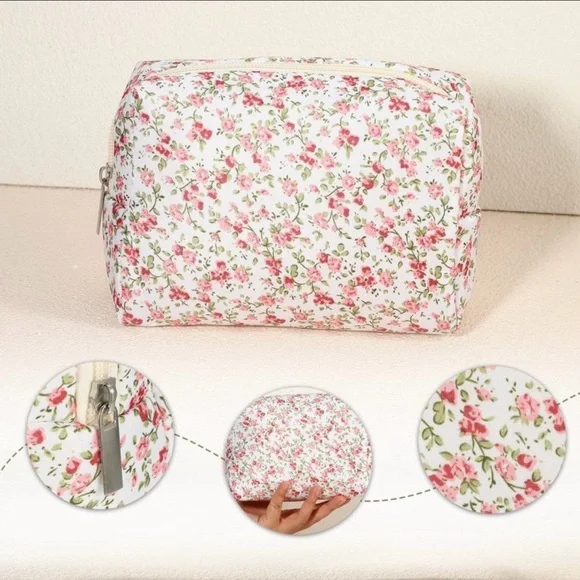 Pink & Green Floral Cosmetic Bag - Picture 4 of 8